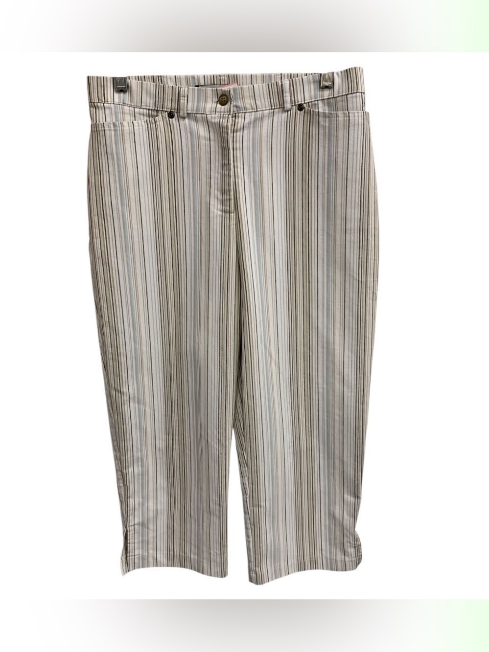 Soft Works Striped Wide-Leg Crop Pants - Neutral Tones Size M